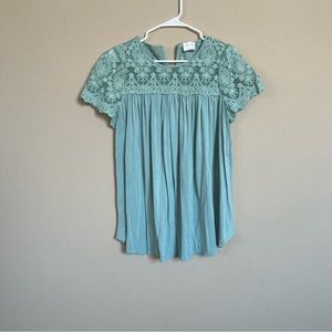Light Green Maternity Blouse with Decorative Neckline